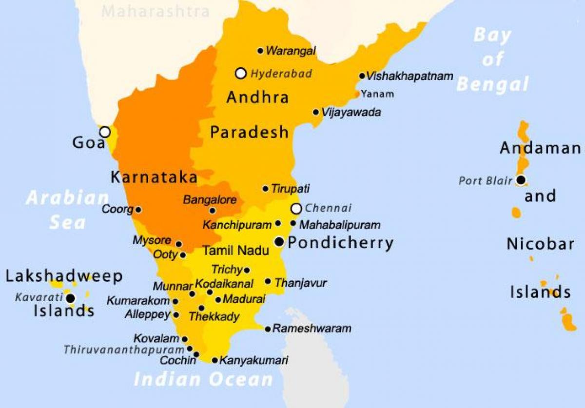 Map of South India